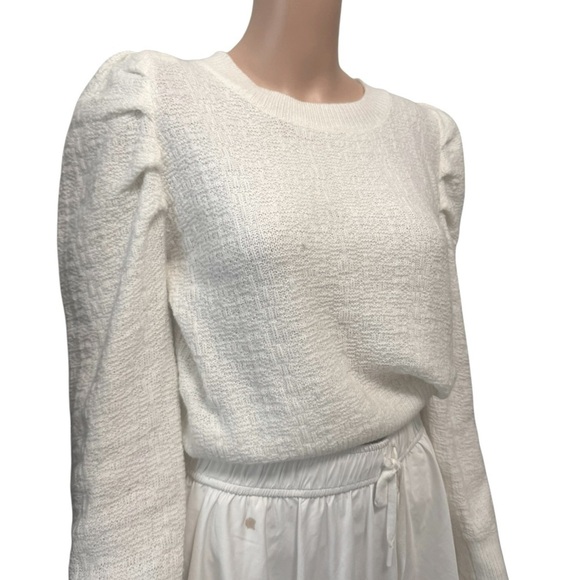 Lili Ballon Shoulder Cream Pleated Crew Neck Lightweight Sweater- Women’s S/M - Picture 1 of 9
